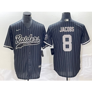 Nike Raiders 8 Josh Jacobs Black Stripe Baseball Vapor Limited Men Jersey Nike Raiders 8 Josh Jacobs Black Stripe Baseball Vapor Limited Men Jersey