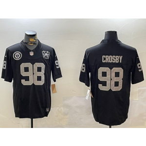 Nike Raiders 98 Maxx Crosby Black Team Logo F.U.S.E. Vapor Limited Men Jersey with 65 Patch Nike Raiders 98 Maxx Crosby Black Team Logo F.U.S.E. Vapor Limited Men Jersey with 65 Patch