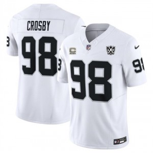 Nike Raiders 98 Maxx Crosby White 65th Anniversary & 4-Star C Patch F.U.S.E. Vapor Limited Men Jersey Nike Raiders 98 Maxx Crosby White 65th Anniversary & 4-Star C Patch F.U.S.E. Vapor Limited Men Jersey