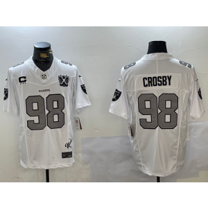 Nike Raiders 98 Maxx Crosby White 65th Anniversary C Patch F.U.S.E. Vapor Limited Men Jersey Nike Raiders 98 Maxx Crosby White 65th Anniversary C Patch F.U.S.E. Vapor Limited Men Jersey