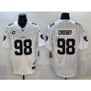 Nike Raiders 98 Maxx Crosby White F.U.S.E. Vapor Limited Men Jersey with 65th Patch Nike Raiders 98 Maxx Crosby White F.U.S.E. Vapor Limited Men Jersey with 65th Patch