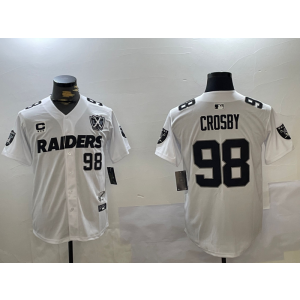 Nike Raiders 98 Maxx Crosby White Vapor Baseball Limited Men Jersey Nike Raiders 98 Maxx Crosby White Vapor Baseball Limited Men Jersey