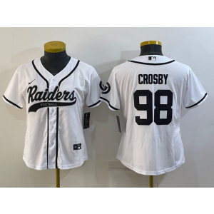 Nike Raiders 98 Maxx Crosby White Vapor Baseball Limited Women Jersey Nike Raiders 98 Maxx Crosby White Vapor Baseball Limited Women Jersey