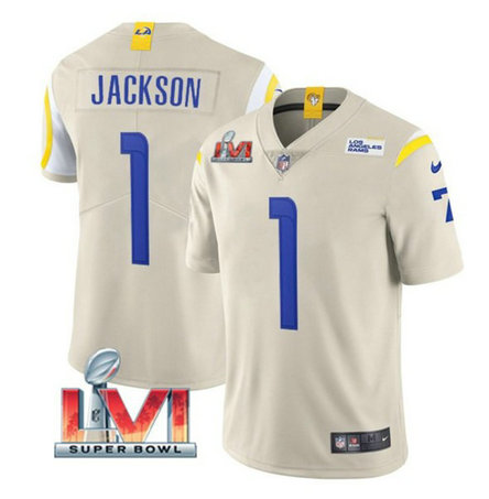 Nike Rams 1 Desean Jackson Bone 2022 Super Bowl LVI Vapor Limited Jersey Nike Rams 1 Desean Jackson Bone 2022 Super Bowl LVI Vapor Limited Jersey