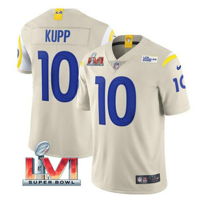Nike Rams 10 Cooper Kupp Bone 2022 Super Bowl LVI Vapor Limited Jersey Nike Rams 10 Cooper Kupp Bone 2022 Super Bowl LVI Vapor Limited Jersey