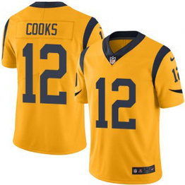 Nike Rams 12 Brandin Cooks Gold Color Rush Limited Men Jersey