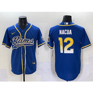 Nike Rams 12 Nacua Blue Baseball Vapor Limited Men Jersey