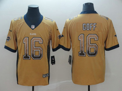 Nike Rams 16 Jared Goff Gold Drift Fashion Limited Jersey