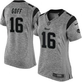 Nike Rams 16 Jared Goff Gray Women NFL Gridiron Gray Jersey Nike Rams 16 Jared Goff Gray Women NFL Gridiron Gray Jersey