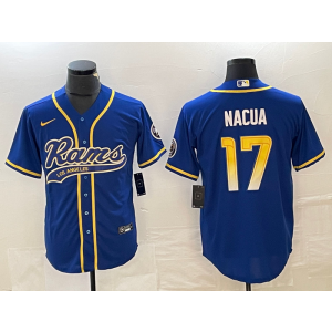 Nike Rams 17 Nacua Blue Baseball Vapor Limited Men Jersey