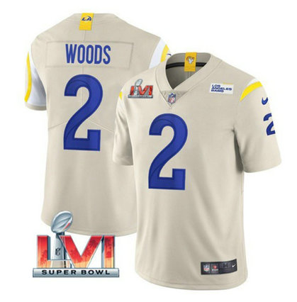 Nike Rams 2 Robert Woods Bone 2022 Super Bowl LVI Vapor Limited Jersey Nike Rams 2 Robert Woods Bone 2022 Super Bowl LVI Vapor Limited Jersey