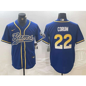 Nike Rams 22 Blake Corum Blue Vapor Baseball Limited Men Jersey
