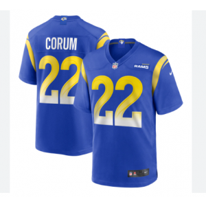 Nike Rams 22 Blake Corum Blue Vapor Limited Men Jersey