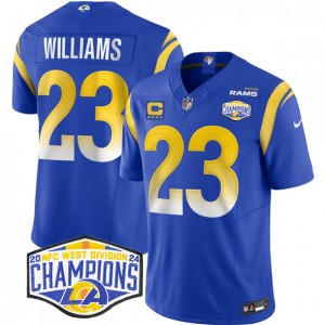 Nike Rams 23 Kyren Williams Blue 2024 NFC West Champions F.U.S.E. Vapor Limited Men Jersey with C Patch