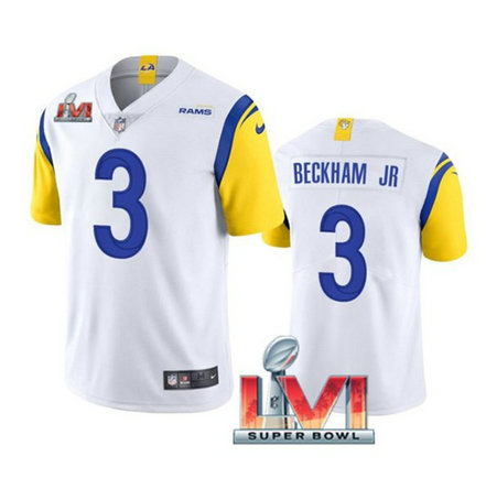 Nike Rams 3 Odell Beckham Jr. White 2022 Super Bowl LVI Vapor Limited Jersey Nike Rams 3 Odell Beckham Jr. White 2022 Super Bowl LVI Vapor Limited Jersey