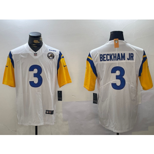 Nike Rams 3 Odell Beckham White Team Logo Vapor Limited Men Jersey