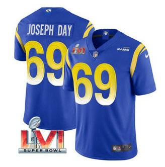 Nike Rams 69 Sebastian Joseph Day Royal 2022 Super Bowl LVI Vapor Limited Jersey Nike Rams 69 Sebastian Joseph Day Royal 2022 Super Bowl LVI Vapor Limited Jersey