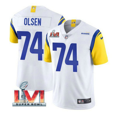 Nike Rams 74 Merlin Olsen White 2022 Super Bowl LVI Vapor Limited Jersey Nike Rams 74 Merlin Olsen White 2022 Super Bowl LVI Vapor Limited Jersey