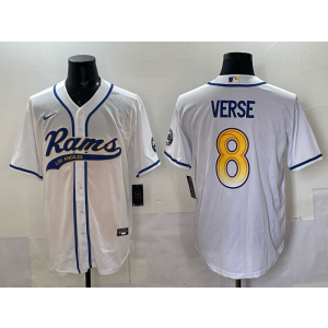 Nike Rams 8 Verse White Baseball Vapor Limited Men Jersey