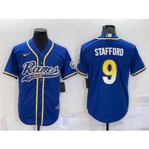 Nike Rams 9 Matthew Stafford Blue Vapor Baseball Limited Men Jersey
