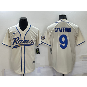 Nike Rams 9 Matthew Stafford Cream Vapor Baseball Limited Men Jersey