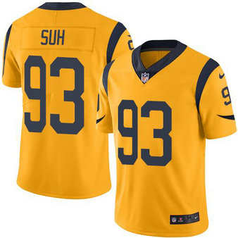 Nike Rams 93 Ndamukong Suh Gold Color Rush Limited Jersey