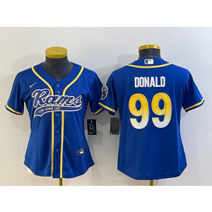 Nike Rams 99 Aaron Donald Blue Vapor Baseball Limited Women Jersey Nike Rams 99 Aaron Donald Blue Vapor Baseball Limited Women Jersey