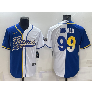 Nike Rams 99 Aaron Donald White Blue Split Vapor Baseball Limited Men Jersey