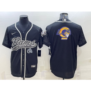 Nike Rams Blank Black Reflective Team Big Logo Vapor Baseball Limited Men Jersey