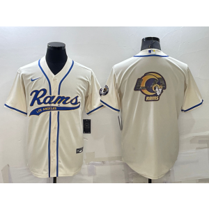 Nike Rams Blank Cream Vapor Baseball Logo Limited Men Jersey