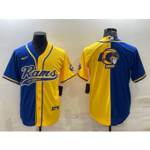 Nike Rams Blank Royal Yellow Split Team Big Logo With Patch Vapor Baseball Limited Men Jersey