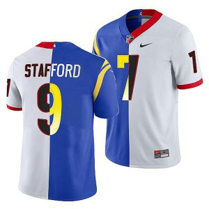 Nike Rams x Georgia Bulldogs Matthew Stafford White Royal Split Limited Men Jersey