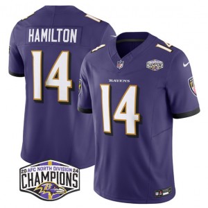 Nike Ravens 14 Kyle Hamilton Purple 2024 AFC North Division Champions F.U.S.E. Vapor Limited Men Jersey Nike Ravens 14 Kyle Hamilton Purple 2024 AFC North Division Champions F.U.S.E. Vapor Limited Men Jersey