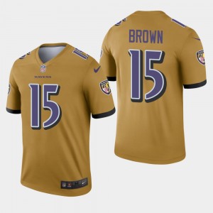 Nike Ravens 15 Marquise Brown Gold Inverted Legend Men Jersey Nike Ravens 15 Marquise Brown Gold Inverted Legend Men Jersey