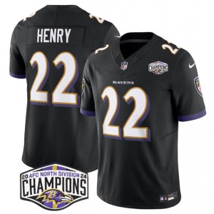 Nike Ravens 22 Derrick Henry Black 2024 AFC North Division Champions F.U.S.E. Vapor Limited Men Jersey Nike Ravens 22 Derrick Henry Black 2024 AFC North Division Champions F.U.S.E. Vapor Limited Men Jersey