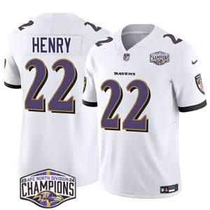 Nike Ravens 22 Derrick Henry White 2024 AFC North Division Champions F.U.S.E. Vapor Limited Men Jersey Nike Ravens 22 Derrick Henry White 2024 AFC North Division Champions F.U.S.E. Vapor Limited Men Jersey