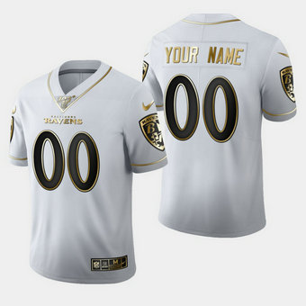 Nike Ravens Customized White 100th Season Vapor Untouchable Limited Jersey