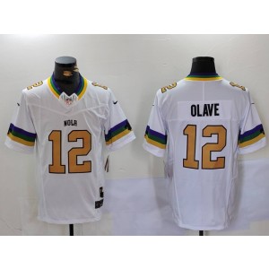 Nike Saints 12 Chris Olave White Gold F.U.S.E. Vapor Limited Men Jersey
