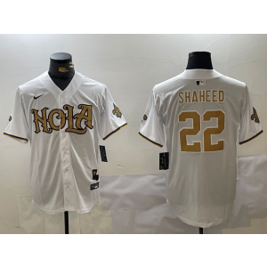 Nike Saints 22 Rashid Shaheed White Gold Vapor Nola Baseball Limited Men Jersey Nike Saints 22 Rashid Shaheed White Gold Vapor Nola Baseball Limited Men Jersey