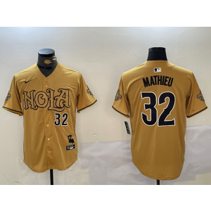 Nike Saints 32 Tyrann Mathieu Yellow Vapor Nola Baseball Limited Men Jersey Nike Saints 32 Tyrann Mathieu Yellow Vapor Nola Baseball Limited Men Jersey