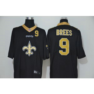 Nike Saints 9 Drew Brees Black Team Big Logo Vapor Limited Men Jersey