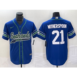 Nike Seahawks 21 Witherspoon Blue Baseball Vapor Limited Men Jersey Nike Seahawks 21 Witherspoon Blue Baseball Vapor Limited Men Jersey
