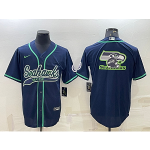 Nike Seahawks Blank Navy Vapor Baseball Logo Limited Men Jersey