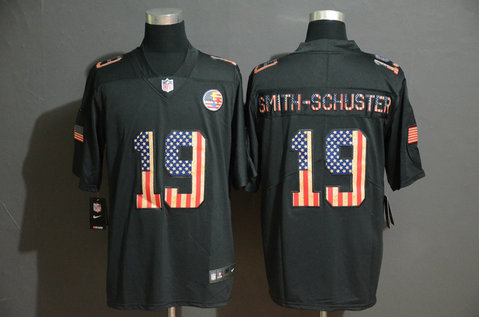 Nike Steelers 19 JuJu Smith-Schuster 2019 Black Salute To Service USA Flag Fashion Limited Jersey Nike Steelers 19 JuJu Smith-Schuster 2019 Black Salute To Service USA Flag Fashion Limited Jersey