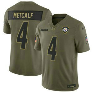 Nike Steelers 4 DK Metcalf Olive 2025 Salute to Service F.U.S.E. Vapor Limited Men Jersey