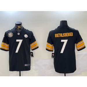 Nike Steelers 7 Ben Roethlisberger Black Team Logo Vapor Limited Men Jersey Nike Steelers 7 Ben Roethlisberger Black Team Logo Vapor Limited Men Jersey