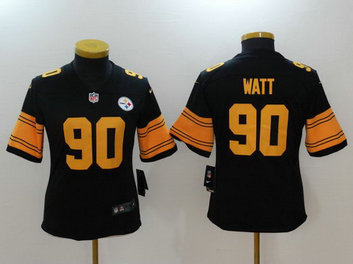 Nike Steelers 90 T.J. Watt Black Women Color Rush Limited Jersey Nike Steelers 90 T.J. Watt Black Women Color Rush Limited Jersey