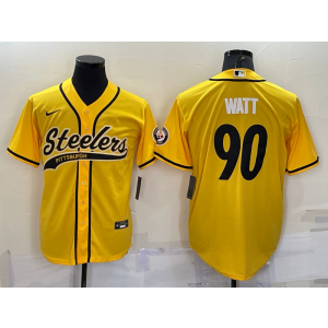 Nike Steelers 90 T.J. Watt Yellow Vapor Baseball Limited Men Jersey Nike Steelers 90 T.J. Watt Yellow Vapor Baseball Limited Men Jersey