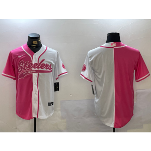 Nike Steelers Blank Pink White Split Vapor Baseball Limited Men Jersey Nike Steelers Blank Pink White Split Vapor Baseball Limited Men Jersey