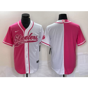 Nike Steelers Blank White Pink Split Baseball Vapor Limited Men Jersey Nike Steelers Blank White Pink Split Baseball Vapor Limited Men Jersey